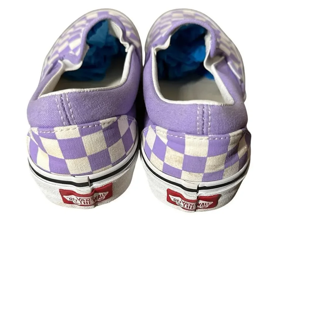 Vans Blue Checker Slip on Skate Walking Sneaker Shoes size 7 womens